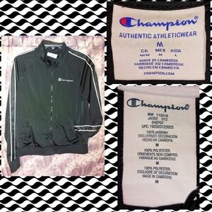 Champion brand Black & White Colorblock Soft Knit Full Zip Track Jacket Sz Med